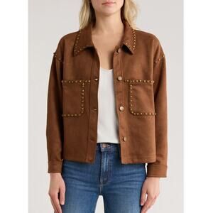 NWT Vigoss studded western brown faux suede shacket size L